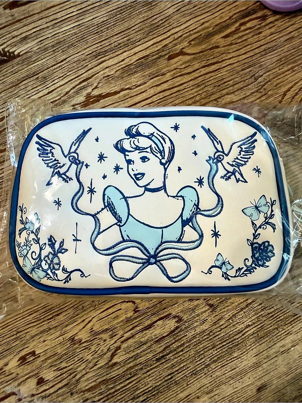 Disney Cinderella Cosmetic Pouch in White & Blue NWT